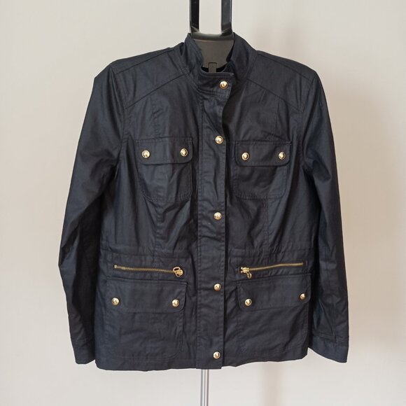 Tommy Hilfiger Navy Cotton Cinched Waist Utility Field Jacket Women's L - Picture 2 of 13